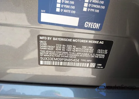 2023 BMW X7 M60I z USA, uszkodzony, nr VIN 5UX33EM09P9N85404